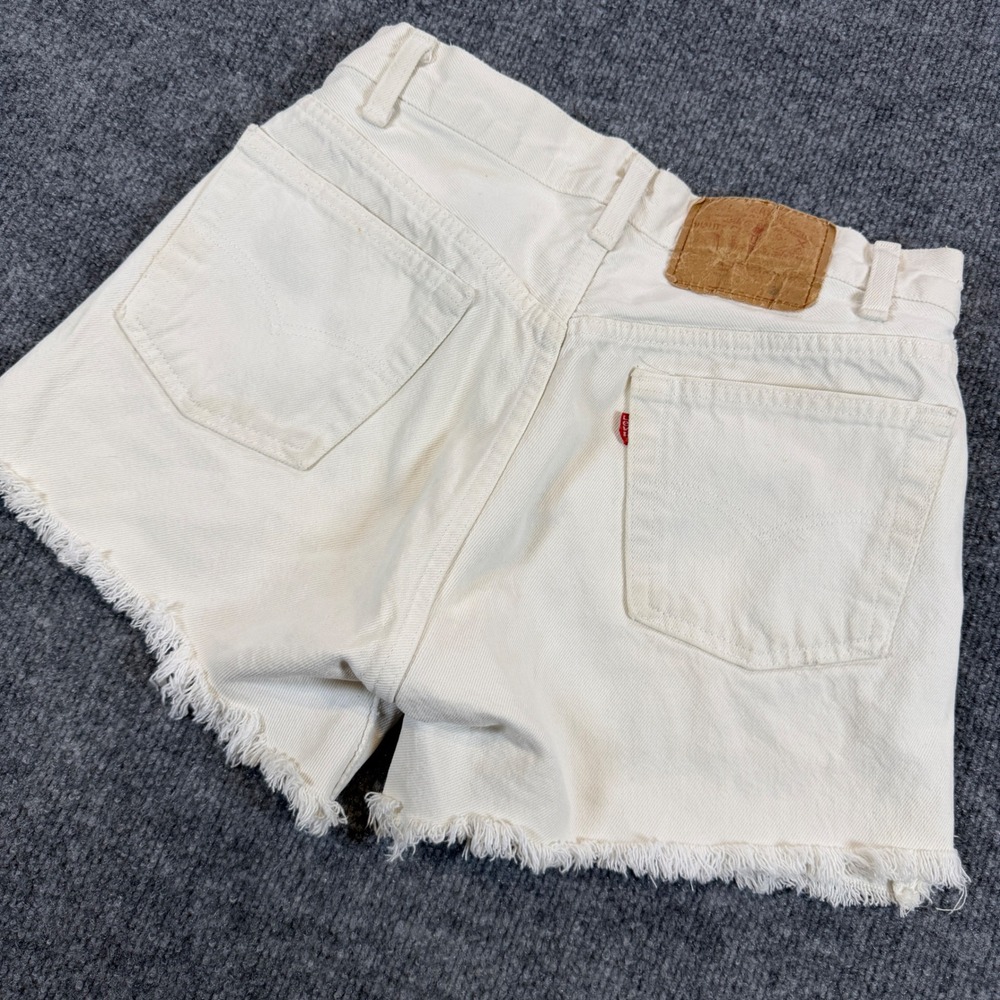 Vintage 90s Levi's 501 Cut Off Denim Shorts White Cotton Size 29 Indie Sleaze